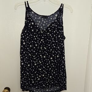 Vibe Navy Blue With Stars Pearl Type Buttons Spaghetti Strap Blouse